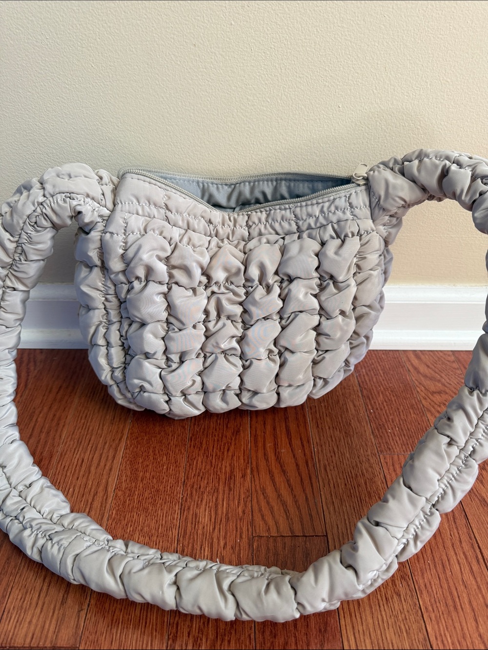 Cream Ruched Shoulder Bag - Women's Quilted Crossbody